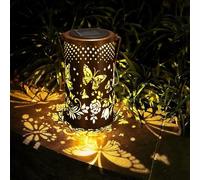 Farolillos solares para exteriores, linternas colgantes para coche, decoración de metal ahuecada, resistente al agua, luz LED decorativa para jardín, para terraza, patio, camino, paisaje