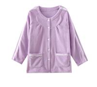 FaroLy Bata Postoperatoria de Manga Larga con Doble Cremallera para Mujer Batas Cálidas para Fracturas Discapacidad Parálisis Ropa de Ancianos (Color : Purple, Size : M)