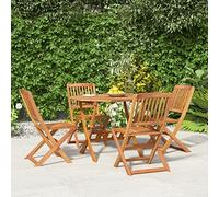 Faroom Conjunto Gardin Exterior Mesa y 4 Sillas de Jardín Juego de Comedor de 5 Piezas de Madera Acacia Mesa Terraza Exterior con Sillas Plegable para Playa Terraza Patio Marrón