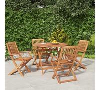 Faroom Conjunto Gardin Exterior Mesa y 4 Sillas de Jardín Juego de Comedor de 5 Piezas de Madera Acacia Mesa Terraza Exterior con Sillas Plegable para Playa Terraza Patio Marrón#6