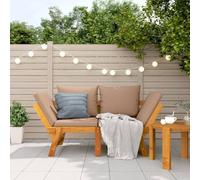 Faroom Sofá 2 Plazas de Jardín Regulable de Madera de Acacia Convertible en Cama Individual Sofa Terraza con Cojines Acolchados Banco de Madera Sofá Doble para Exterior Patio Terraza Gris Taupe