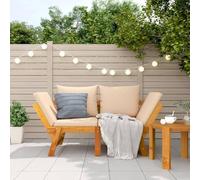 Faroom Sofá 2 Plazas de Jardín Regulable de Madera de Acacia Convertible en Cama Individual Sofa Terraza con Cojines Acolchados Banco de Madera Sofá Doble para Exterior Patio Terraza Beige