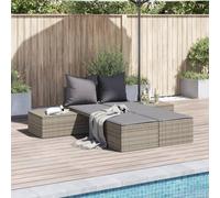 Faroom Tumbona de Cama de Ratán para Jardín Sofá Cama con Cojínes y Almohadas Tumbona Doble de Ratán Sofá Cama Exterior Jardin, Tumbonas Piscina 2 Plazas Gris