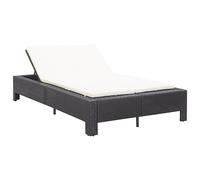 Faroom Tumbona Doble de Jardín de Poliratán con Cojines, Cama de Ratán para Patio, Sofá Cama Doble para Jardín,Tumbona para 2 Personas, Cama de Jardín Ajustable 220 x 130 x 35 cm Negro