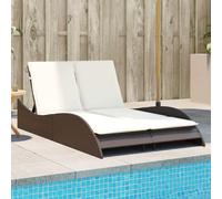 Faroom Tumbona Doble Jardín Exterior Regulable y Reclinable, Cama Exterior, Poliratán, Marrón 114 x 205 x 54/63/73 cm