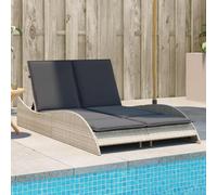 Faroom Tumbona Doble Jardín Exterior Regulable y Reclinable, Cama Exterior, Tumbona Poliratán, Gris Claro