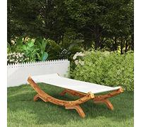 Faroom Tumbona para 2 Personas con Dosel de MaderaTumbona Doble con Toldo Cama de Jardín Tumbona de relajación Tumbona Jardín Patio Terraza Piscina 100 x 188,5 x 44 cm Crema
