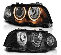 Faros Angel Eyes LED Para BMW 3er E46 Limo Touring 98-01 Negro, Delanteros