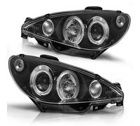 Faros Angel Eyes Tuning Tec Para Peugeot 206 98-06 Negro H7 L/R Delanteros