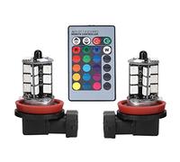 Faros Antiniebla, Fydun 12-24V H8 27SMD RGB Kit de 16 Interruptores que Cambian de Color Bombillas de Lámpara Estroboscópica con Control Remoto para Camiones de Automóviles Interruptor de Control Remo