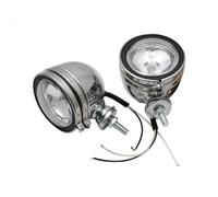 Faros Auxiliares Moto Faro Delantero Cromado Metal para Motocicleta Vintage Luz Antiniebla Izquierda Y Derecha Accesorio Equipo Motocicleta Ronda LED Faro Delantero