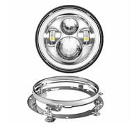 Faros Auxiliares Moto Faro LED 7 Pulgadas Motocicleta con Luz Antiniebla Auxiliar 4.5 Y para Touring para Electra para Glide Faro Conjunto Faro(Silver B with DRL)