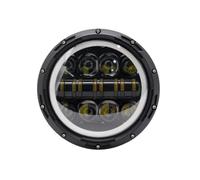 Faros Auxiliares Moto Faros Delanteros LED 7 Pulgadas DRL con Ojos Ángel para Jeep para Lada para Niva Coche Urbano H4 Faros Redondos LED(80W Halo Black)