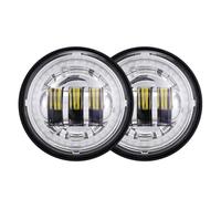 Faros Auxiliares Moto Luz Antiniebla Auxiliar LED 4.5" Motocicleta con Intermitente Amarilla para FLHR Clásico para Road King Faro Principal Motocicleta(Chrome 02)
