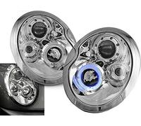 Faros compatibles con BMW Mini Cooper 2001 2002 2003 2004 2005 2006 GV-1350 faros delanteros de coche, faros delanteros de Angel Eyes Chrome