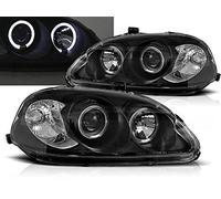 Faros compatibles con Honda Civic 1995 1996 1997 1998 1999 2 Puertas 3 4 Puertas GV-1321 faros delanteros Angel Eyes negro