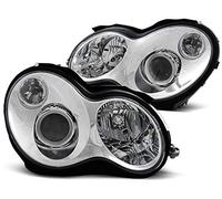 Faros compatibles con Mercedes-Benz W203 Clase C 2000 2001 2002 2003 2004 GV-1386 faros delanteros conjunto de faros delanteros cromado