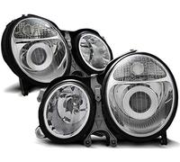 Faros compatibles con Mercedes-Benz W210 Clase E 1999 2000 2001 2002 GV-1355 Luces delanteras de coche, faros delanteros cromado