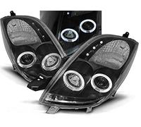 Faros compatibles con Toyota Yaris 2006 2007 2008 2009 GV-1570 luces delanteras de coche, faros delanteros de Angel Eyes negro