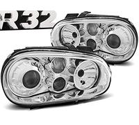 Faros compatibles con Volkswagen Golf 4 1997 1998 1999 2000 2001 2002 2003 GV-1646 Luces delanteras de coche, faros delanteros de cromo deportivo