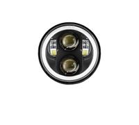 Faros de Motocicleta para Motor para Sportster Bobber Iron 883 para Dyna Faro Delantero LED De 5,75" con Proyección Y Anillo De Ángel 12V Color Negro(Black)