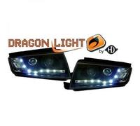 Faros De Proyector LHD Par LED Dragón Claro Negro Para Skoda Fabia 99-07