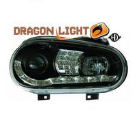 Faros De Proyector LHD Par LED Dragón Claro Negro Para VW Golf IV 97-03