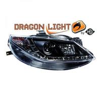 Faros De Proyector LHD Par LED Dragon DRL Luces Claras Negras Seat Ibiza 08-12