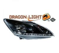 Faros De Proyector LHD Par LED Dragon DRL Luces Negras Ford Focus II 07-11