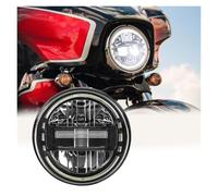 Faros Delantero Faro LED Redondo 7 Pulgadas Para Motocicleta Para Touring Road King, Ultra Classic Electra Luces Antiniebla 4,5 Pulgadas Anillo Montaje Para Moto Focos Delanteros(Black KingKong)