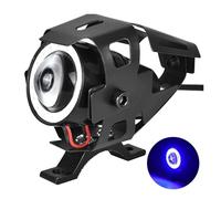 Faros Delanteros Faro Universal Motocicleta 12V 1200LM Ojos Ángel U7 para Mini Focos Motocicleta, Accesorios Lámpara Bicicleta, LED Auxiliar 125W Faro Moto Delantero(Blue with Switch)