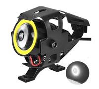 Faros Delanteros Faro Universal Motocicleta 12V 1200LM Ojos Ángel U7 para Mini Focos Motocicleta, Accesorios Lámpara Bicicleta, LED Auxiliar 125W Faro Moto Delantero(White with Switch)