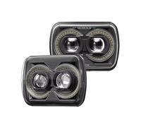 Faros delanteros Faros Delanteros LED 5x7 Pulgadas Para Jeep Para Wrangler YJ Para Cherokee XJ Conector H4 Luces Circulación Tipo Ojo Ángel Ámbar Faro principal