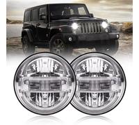 Faros delanteros Faros Delanteros LED 7 Pulgadas, Luces Altas Y Bajas, Redondos, Para Jeep Para Wrangler TJ De 2 Puertas, CJ-8 Y CJ-7 (1976-2017) Faro principal(Silver)