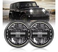 Faros delanteros Faros Delanteros LED De 7 Pulgadas, Luces Altas Y Bajas, Redondos, Para Coches, Luces De Circulación Para Hummer H1 H2 Faro principal(Black A)