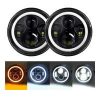 Faros delanteros Faros Delanteros LED Redondos De 7 Pulgadas Con Forma De Ojo De Ángel Y Halo Para AM General Para Hummer H1 Y H2 (1992-2009) Faro principal(Black)