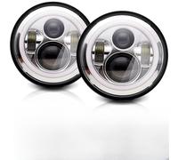 Faros delanteros Faros Delanteros LED Redondos De 7 Pulgadas Con Forma De Ojo De Ángel Y Halo Para AM General Para Hummer H1 Y H2 (1992-2009) Faro principal(Chrome)