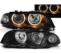 FAROS DELANTEROS LED ANGEL EYES NEGROS PARA BMW E46 98-01 BERLINA TOURING LUC...