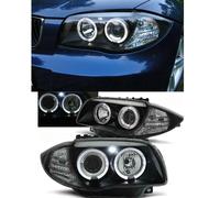 FAROS DELANTEROS LED ANGEL EYES NEGROS PARA BMW E81 E82 E87 E88 04-11 SERIE 1...