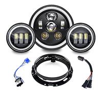 Faros delanteros led de 17,8 cm negros Harley Daymaker y 2 faros antiniebla de 11,50 cm aptos Compatible con motocicleta Harley Davidson Road King (1 juego)