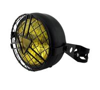 Faros Delanteros Led Faro Halógeno De 35W para Motocicleta Rejilla Metálica Retro con Soporte Máscara Kit Completo Faro Moto(6)