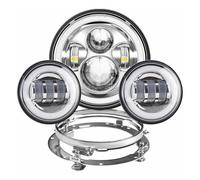 Faros Delanteros para Electra para Glide para Street para Fat para Boy Motocicleta Faro LED 7 Pulgadas con Luz Cruce Antiniebla Auxiliar LED De 4-1/2" Y 4,5 Pulgadas Faro Motocicleta(Chrome Set DRL)