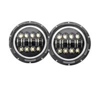 Faros Delanteros Para Jeep Para Wrangler JK LJ TJ Para CJ-8 Para CJ-7 Faros Delanteros LED Redondos De 7 Pulgadas DRL Hi Lo Beam Para Accesorios Coche Todoterreno Negro(Headlight 2pcs K)
