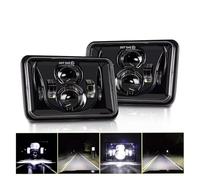 Faros Delanteros para Jeep para Wrangler YJ para Cherokee XJ 4x6 Pulgadas LED Faro Hi-Lo Sellado Haz Negro Lámpara De Trabajo De Haz Alto/bajo Faro Principal(2 Piece)