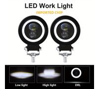 Faros delanteros para motocicleta de 12V 24V con DRL Angel Eyes, con luces antiniebla LED superbrillantes de 100W 6000K, sin batería