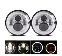 Faros Faro Para Jeep Para Wrangler JK VAZ 2121 7 ''LED DRL Faro 4x4 7 Pulgadas Redondo Halo Con/sin Señal Giro Ámbar(2 Piece halo chrome)
