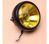 Faros Moto Faros Lente amarilla motocicleta, faro delantero 12V con bombilla alta/baja + máscara parrilla Retro Metal Universal para CB100 CB125S GN125 CG125 Moto Faro Conjunto Faro(Multicolor)