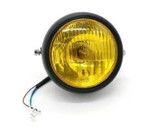 Faros Motocicleta Para CG125 Para Cafe Para Racer Motocicleta Retro 12v Cerca Y Lejos Cristal Carcasa Metal Faro Halógeno Faros Cabeza Iluminación Moto Conjunto Faros Delanteros(Bk shell-ye light)