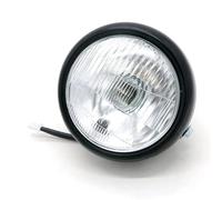 Faros Motocicleta Para CG125 Para Cafe Para Racer Motocicleta Retro 12v Cerca Y Lejos Cristal Carcasa Metal Faro Halógeno Faros Cabeza Iluminación Moto Conjunto Faros Delanteros(Bk shell-wh light)