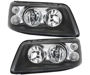 Faros Negros Izquierda Derecha Para VW T5 Bus 2003-2009 H1 H7 Con Lentes Dobles